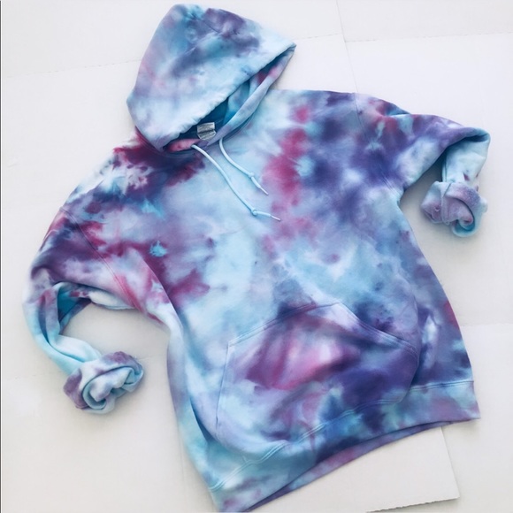 dyedandgonetocali Tops - Tie Dye Marble Blue Purple Pink Hoodie NEW M